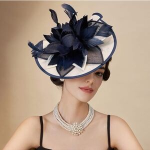 🔥 NEW! Navy And Cream Kentucky Derby Hat